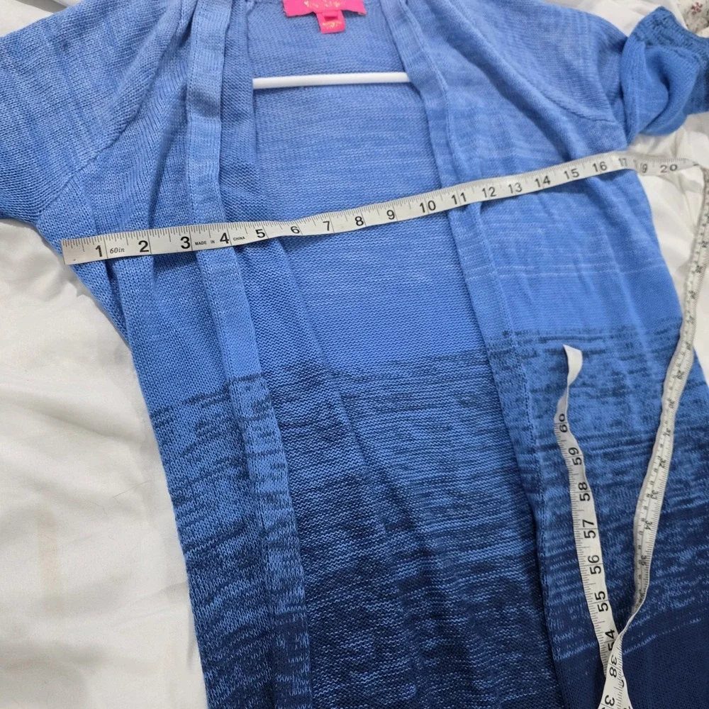 Lilly Pulitzer Womens Tatum Ombre Fringe Cardigan Sweater Size Xxs Blue Coastal‎